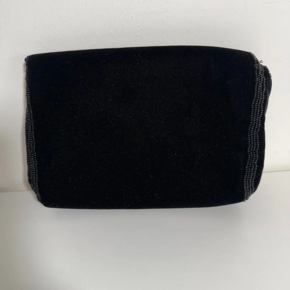 La Regale Beaded Velvet‎ Clutch Womens Small Black Evening Bag Floral Formal